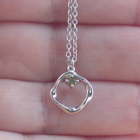 Sterling Silver Peridot Gemstone Circle Pendant& Chain/Peridot Necklace/Peridot Jewellery/Peridot Jewelry/August Birthstone/Gemstone Necklace/UK - Thumbnail 3