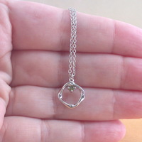 Sterling Silver Peridot Gemstone Circle Pendant& Chain/Peridot Necklace/Peridot Jewellery/Peridot Jewelry/August Birthstone/Gemstone Necklace/UK - Thumbnail 1