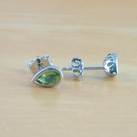Sterling Silver Peridot Teardrop Earrings/Peridot Stud Earrings/Peridot Jewellery/Peridot Jewelry/Gemstone Earrings/Peridot Studs/August Birthstone/UK - Thumbnail 2