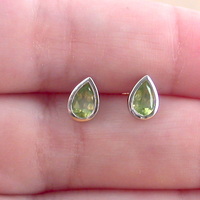 Sterling Silver Peridot Teardrop Earrings/Peridot Stud Earrings/Peridot Jewellery/Peridot Jewelry/Gemstone Earrings/Peridot Studs/August Birthstone/UK - Thumbnail 1