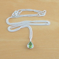 Sterling Silver Peridot Teardrop Gemstone Pendant & Chain/Peridot Necklace/Peridot Jewellery/Peridot Jewelry/Gemstone Necklace/August Birthstone/UK - Thumbnail 2