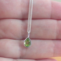 Sterling Silver Peridot Teardrop Gemstone Pendant & Chain/Peridot Necklace/Peridot Jewellery/Peridot Jewelry/Gemstone Necklace/August Birthstone/UK - Thumbnail 1