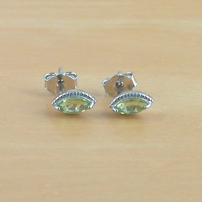 Sterling silver peridot marquise earrings/peridot stud earrings/peridot jewellery/peridot jewelry/gemstone earrings/peridot studs/august birth