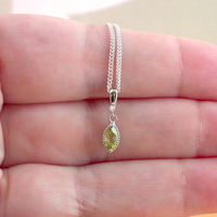 Sterling Silver Peridot Marquise Gemstone Pendant & Chain/Peridot Necklace/Peridot Jewellery/Peridot Jewelry/Gemstone Necklace/August Birthsto - Thumbnail 3