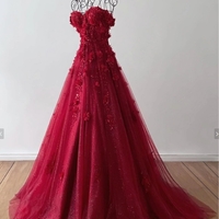 New Purple Sweetheart Neckline Floral Lace Applique Prom Dress Evening Gown Party Dress Special Occasion Dress - Thumbnail 4