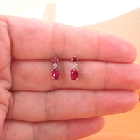 Sterling Silver Ruby & Cz Stud Earrings/Ruby Earrings/Ruby Jewellery/Ruby Jewelry/Gemstone Earrings/July Birthstone/UK - Thumbnail 3
