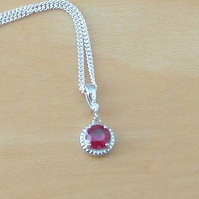 Sterling silver ruby pendant & chain/ruby necklace/silver ruby necklace/ruby jewellery/ruby jewelry/gemstone necklace/july birthstone
