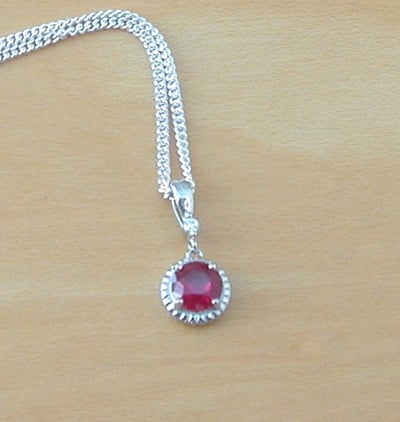 Sterling Silver Ruby Pendant & Chain/Ruby Necklace/Silver Ruby Necklace/Ruby Jewellery/Ruby Jewelry/Gemstone Necklace/July Birthstone
