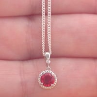 Sterling Silver Ruby Pendant & Chain/Ruby Necklace/Silver Ruby Necklace/Ruby Jewellery/Ruby Jewelry/Gemstone Necklace/July Birthstone - Thumbnail 2