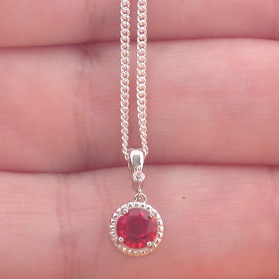 Sterling silver ruby pendant & chain/ruby necklace/silver ruby necklace/ruby jewellery/ruby jewelry/gemstone necklace/july birthstone