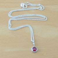 Sterling Silver Ruby Pendant & Chain/Ruby Necklace/Silver Ruby Necklace/Ruby Jewellery/Ruby Jewelry/Gemstone Necklace/July Birthstone - Thumbnail 4