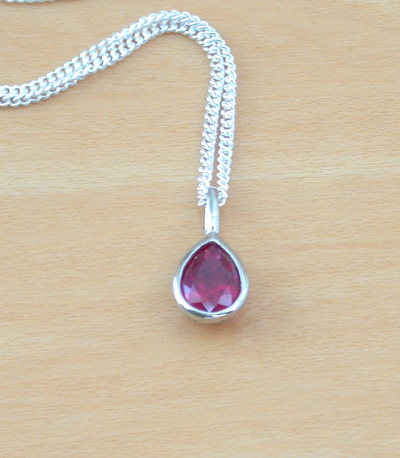 Sterling Silver Ruby Teardrop Pendant & Chain/Ruby Necklace/Silver Ruby Necklace/Ruby Jewellery/Ruby Jewelry/Gemstone Necklace/July Birthstone