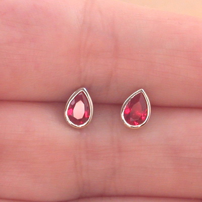 Sterling silver ruby teardrop stud earrings/ruby earrings/ruby jewellery/ruby jewelry/gemstone earrings/july birthstone/uk