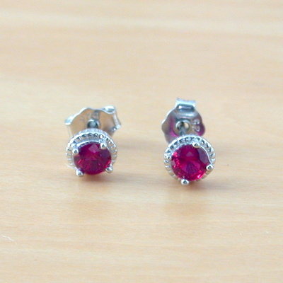 Sterling silver ruby stud earrings/ruby earrings/ruby jewellery/ruby jewelry/gemstone earrings/july birthstone/uk