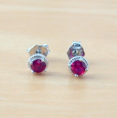 Sterling Silver Ruby Stud Earrings/Ruby Earrings/Ruby Jewellery/Ruby Jewelry/Gemstone Earrings/July Birthstone/UK
