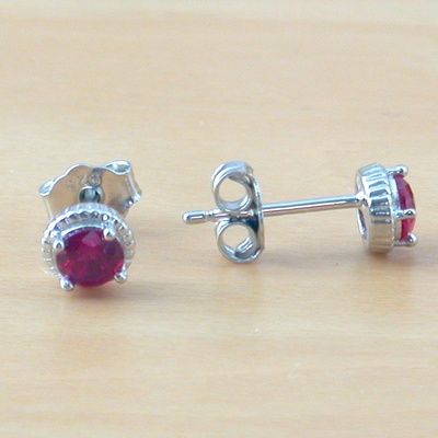 Sterling silver ruby stud earrings/ruby earrings/ruby jewellery/ruby jewelry/gemstone earrings/july birthstone/uk