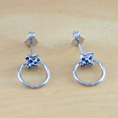 Sterling silver sapphire cross stud earrings/sapphire jewellery/sapphire jewelry/hoop earrings/hoop  jewellery/september birthstone/uk