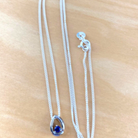 Sterling Silver Sapphire Raindrop Pendant & Chain/Sapphire Necklace/Sapphire Jewellery/Sapphire Jewelry/Sapphire Pendant/September Birthstone/UK - Thumbnail 1