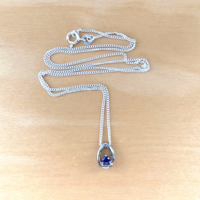 Sterling Silver Sapphire Raindrop Pendant & Chain/Sapphire Necklace/Sapphire Jewellery/Sapphire Jewelry/Sapphire Pendant/September Birthstone/UK - Thumbnail 2