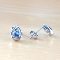 Sterling Silver Sapphire Teardrop Stud Earrings/Sapphire Earrings/Sapphire Jewellery/Sapphire Jewelry/September Birthstone/UK - Thumbnail 1