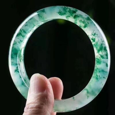 Jade color floating flower jade bracelet genuine quartzite ice transparent jade bracelet sun green jade bracelet women