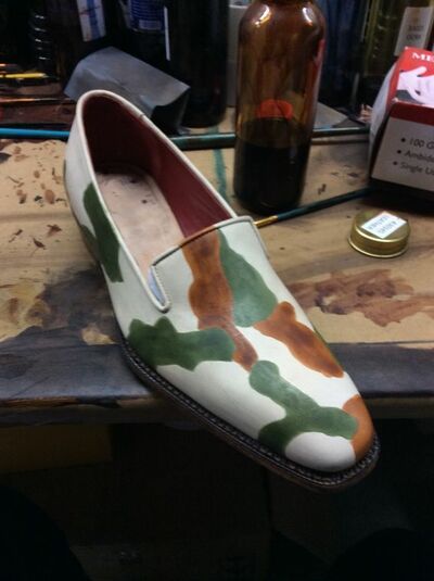 Handmade White Moccasin Military Print Casual Wear Loafers Slips On Moccasin Shoes