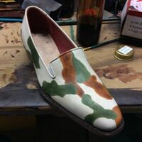 Handmade White Moccasin Military Print Casual Wear Loafers Slips On Moccasin Shoes - Thumbnail 1