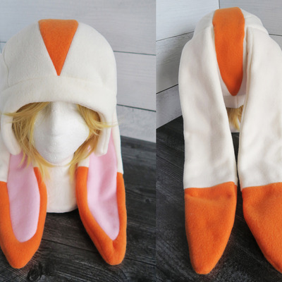 Cream and orange bunny hat