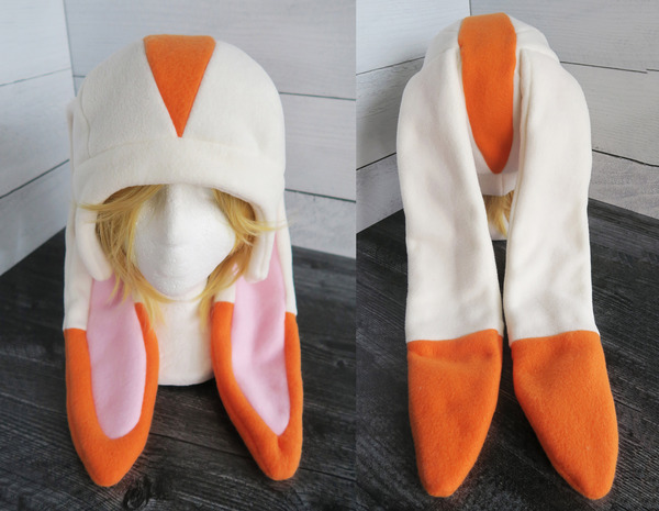 Cream and Orange Bunny Hat