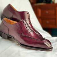 Handmade Red Leather Pre Booking For Christmas Split Toe Formal Lace Up Shoes 7-14 - Thumbnail 1