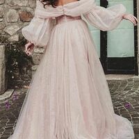 Off the Shoulder Sweetheart Neckline A-Line Long Sleeve Prom Gown Party Dress - Thumbnail 2