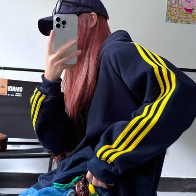 *free shipping*yellow striped hoodie