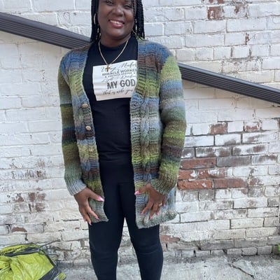 Hand-knit cardigan sweater