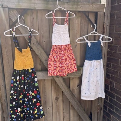 Handmade dress with crochet top