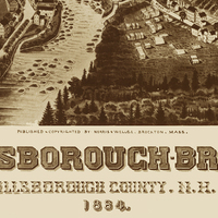 Hillsborough-Bridge, NH in 1884 - Bird's Eye View Map, Aerial, Panorama, Vintage, Antique, Reproduction, Giclée, Framable, Fine Art - Thumbnail 1