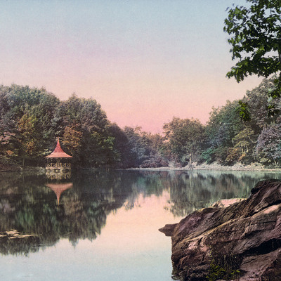 Lake lenape, new jersey, delaware water gap in 1900 - vintage photograph, antique, reproduction, giclée, fine art, wall art, history
