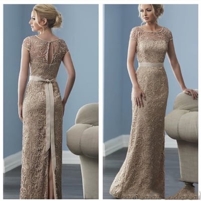 Mother of the bride dresses champagne long with sash