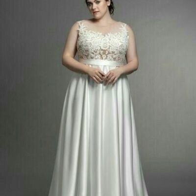 Elegant plus size lace appliques wedding dress bridal gown