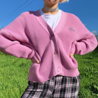 ANGELIC PINK KNITTED CARDIGAN SWEATER - Thumbnail 1