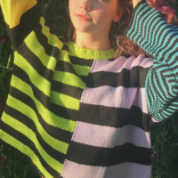Color Block Striped Pullover Knit Sweater - Thumbnail 3