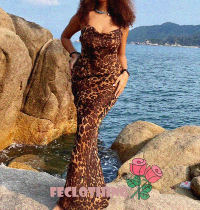 Sling Leopard Dress Evening Dress