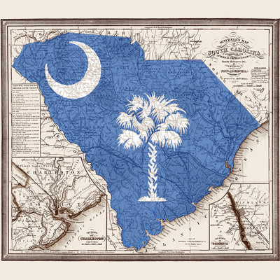 Mitchell's south carolina in 1849 w logo overlay- state map, restoration, vintage, antique, fine art, wall art, history