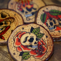 Skull Set of 4 Wooden Coasters 