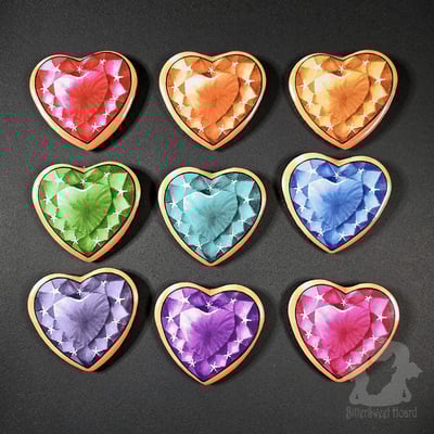 Crystal Brooch - Heart Button