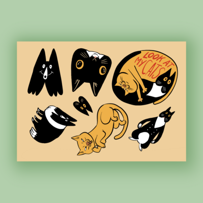 Look at my cats (and dog) 6'' sticker sheet