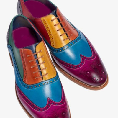 Multi color oxfords wingtip dress festival lace up fastening dress shoe s - Thumbnail 1