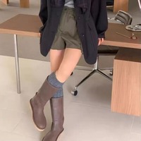 Knight boots handmade genuine leather women's flat ankle boots - Thumbnail 2