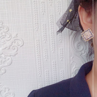 Baroque Pastel Enamel Floral Studs Earrings Square Tiny Dangle Drop Earring - Thumbnail 6