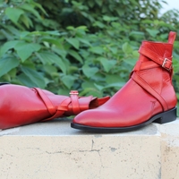 Crafted Leather Classic Men's Red Jodhpurs Leather Dress Ankle Boots - Thumbnail 2