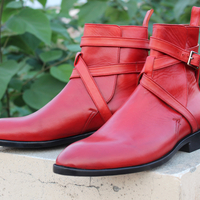 Crafted Leather Classic Men's Red Jodhpurs Leather Dress Ankle Boots - Thumbnail 3